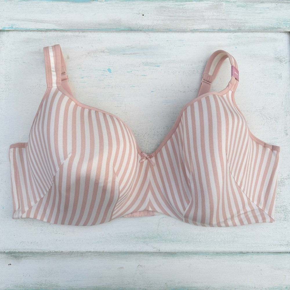 Cacique Boost Plunge Bra 46DDD Tan Striped Padded Push Up